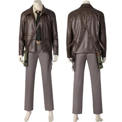 Brown Leather Indiana Jones Cosplay Costume Man Jacket Shirt Pants Accessories Outfit Full Set and Individual Items Are Sold