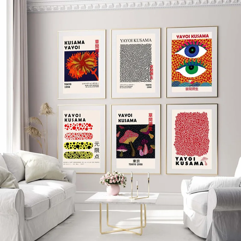Yayoi Kusama Pumpkin Works Poster Printing Painting Wall Art Abstract Nordic Painting Living Room Home Decoration Paintin Starti