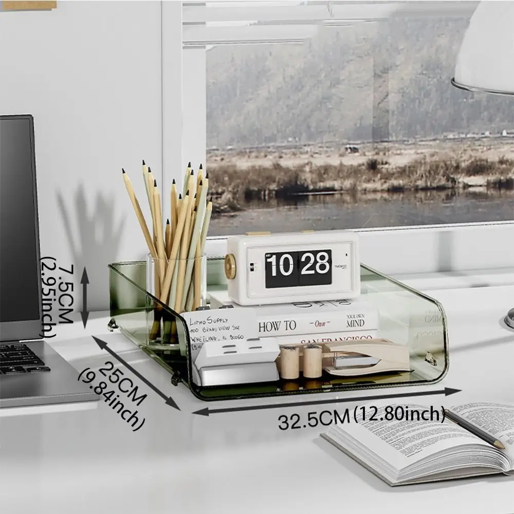 Stackable Brochure Holder Large Capacity Simple A4 Document Paper Organizer Stable Base Anti-slip Slot Desktop Document Rack