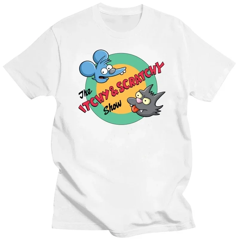 heavyweight Informal New Arrival vintage funny anime Hot Sale clothes Summer harajuku t shirt Itchy and Scratchy Porch Pals