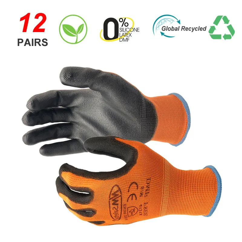 NMSAFETY 12 Pairs Working Protective Glove Men Flexible Nylon or Polyester Safety Work Gloves Professional Safety Supplies