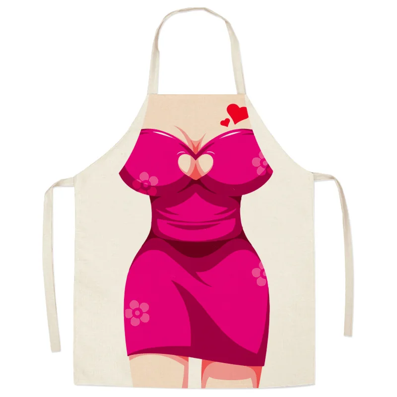 Fun and Funny Creative Sleeveless Halter Neck Household Kitchen Cleaning Dust-proof Apron Cartoon Baking Shop Baking Bib