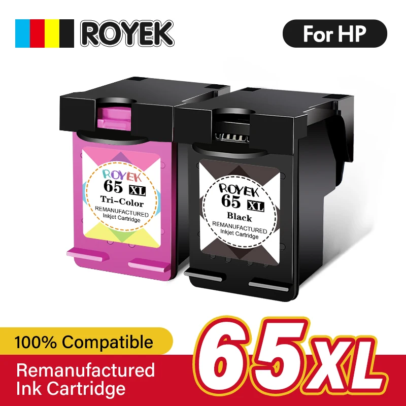 ROYEK Replacement Ink Cartridge 65XL Compatible For HP 65  Envy 3720 3721 3722 3723 3724 3730 Printer