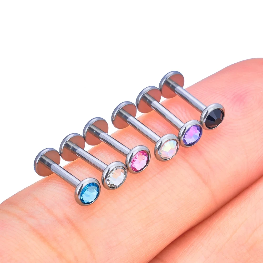 1/10PCS G23 Titanium Piercing  Lip Labre Body Jewelry Nasal Nail For Women CZ Earrings Spiral Cartilage Piercings