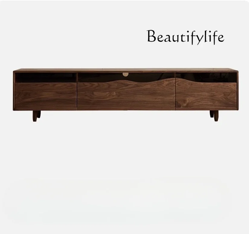 Y North American Black Walnut TV Cabinet Retro Style Household Small Apartment Living Room Solid Wood New Audio-visual Cabinet