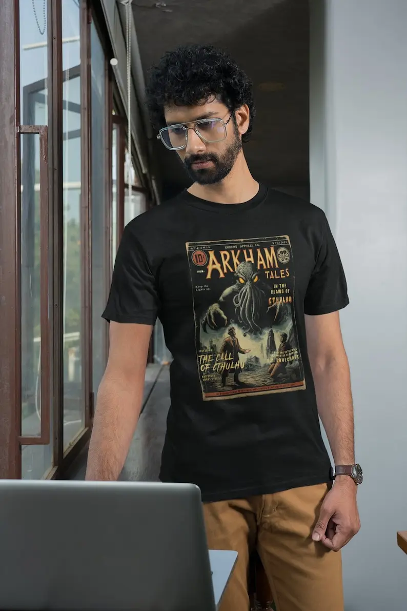 

Arkham Tales: The Call of Cthulhu T-Shirt, HP Lovecraft Shirt, Eldritch Horror Tee, Arkham Horror, Horror Gift, Embers Apparel C