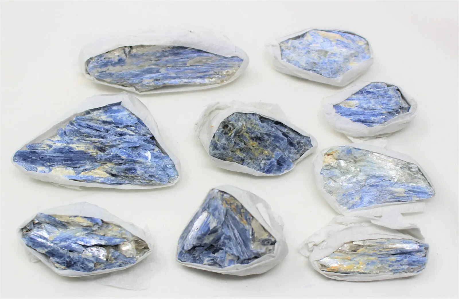 Bulk Large Natural Blue Kyanite in Matrix Crystal Chunks: 9-12 Piece Box Lot