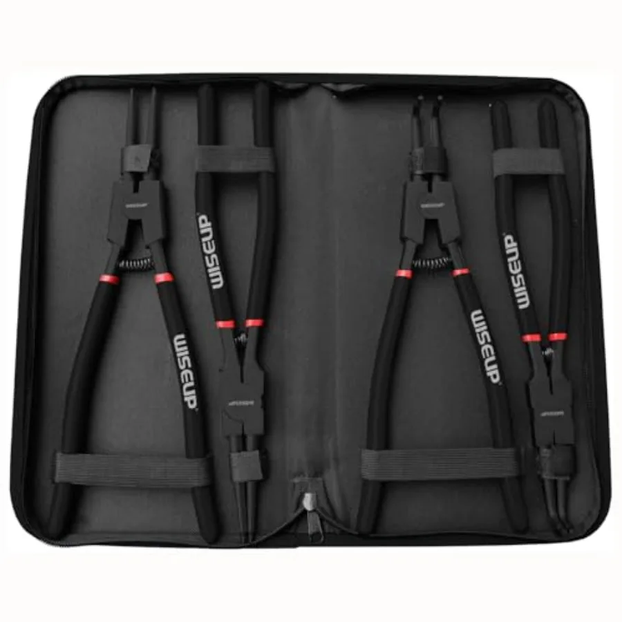 

Snap Ring Pliers Set Heavy Duty, - Internal/External Kit, Straight/ Jaw s C-Clip for Ring Remover Retaining