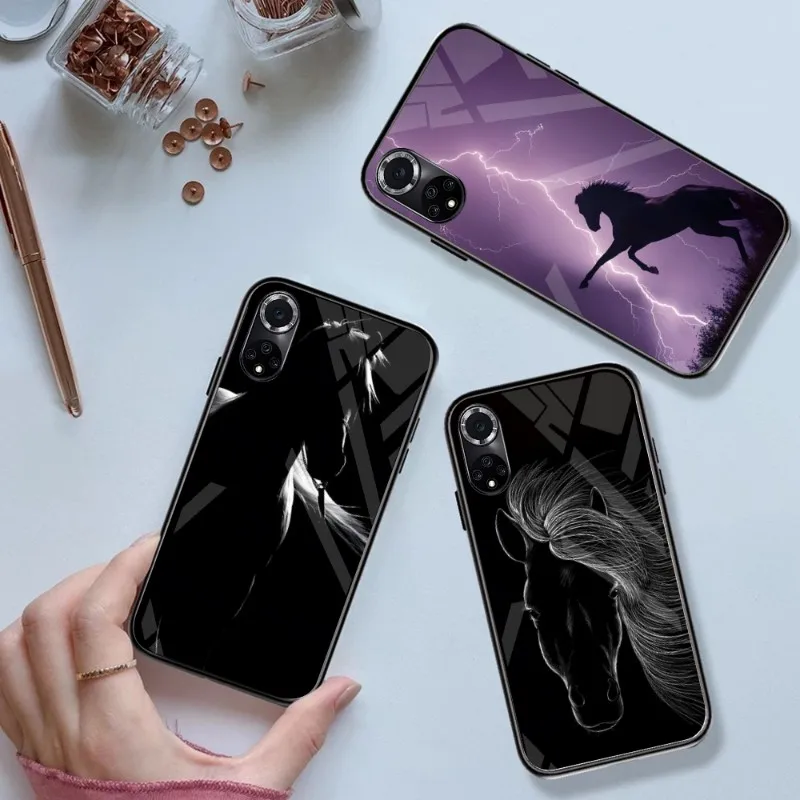 HORSE BEAUTIFUL Phone Case Tempered Glass For Huawei P 40 30 20 10 Pro Plus P50 P9 P Smart 2019 2021 P Plus Smart Z