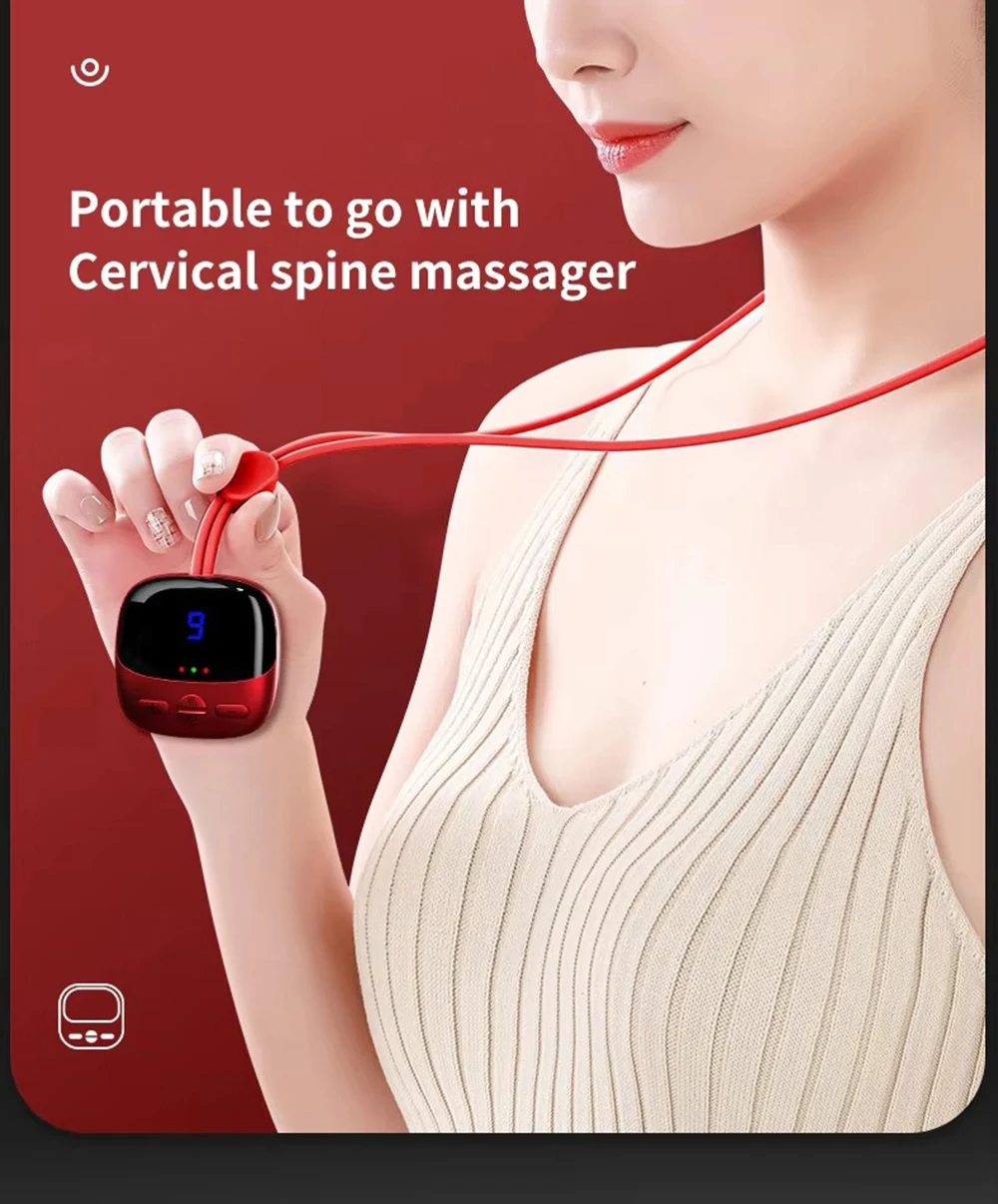 Smart TENS+EMS Electric Neck Massager with Micro-Current Portable Hot Compress for Cervical Spine Shoulder And Neck Pain Relief