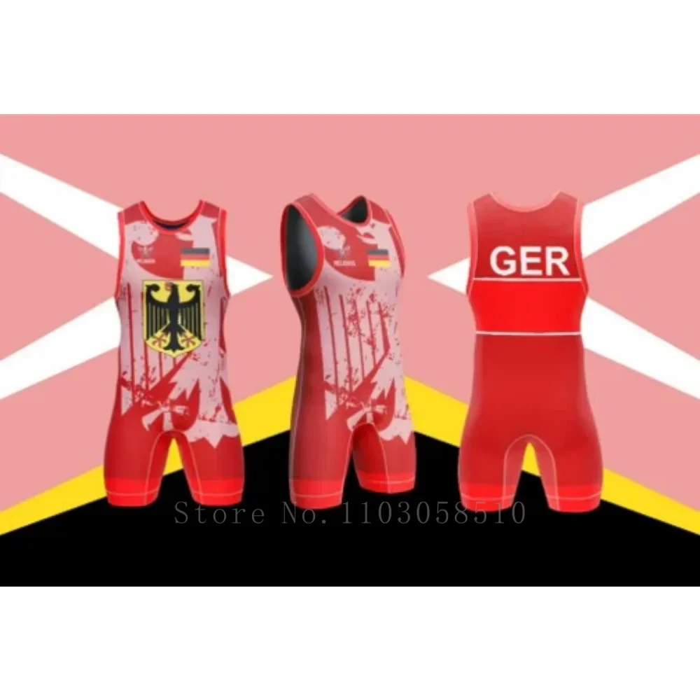 MELKHOS Germany Singlet Team Singlet professional-grade competition apparel Wrestlers competing tournaments Weightlifting suit