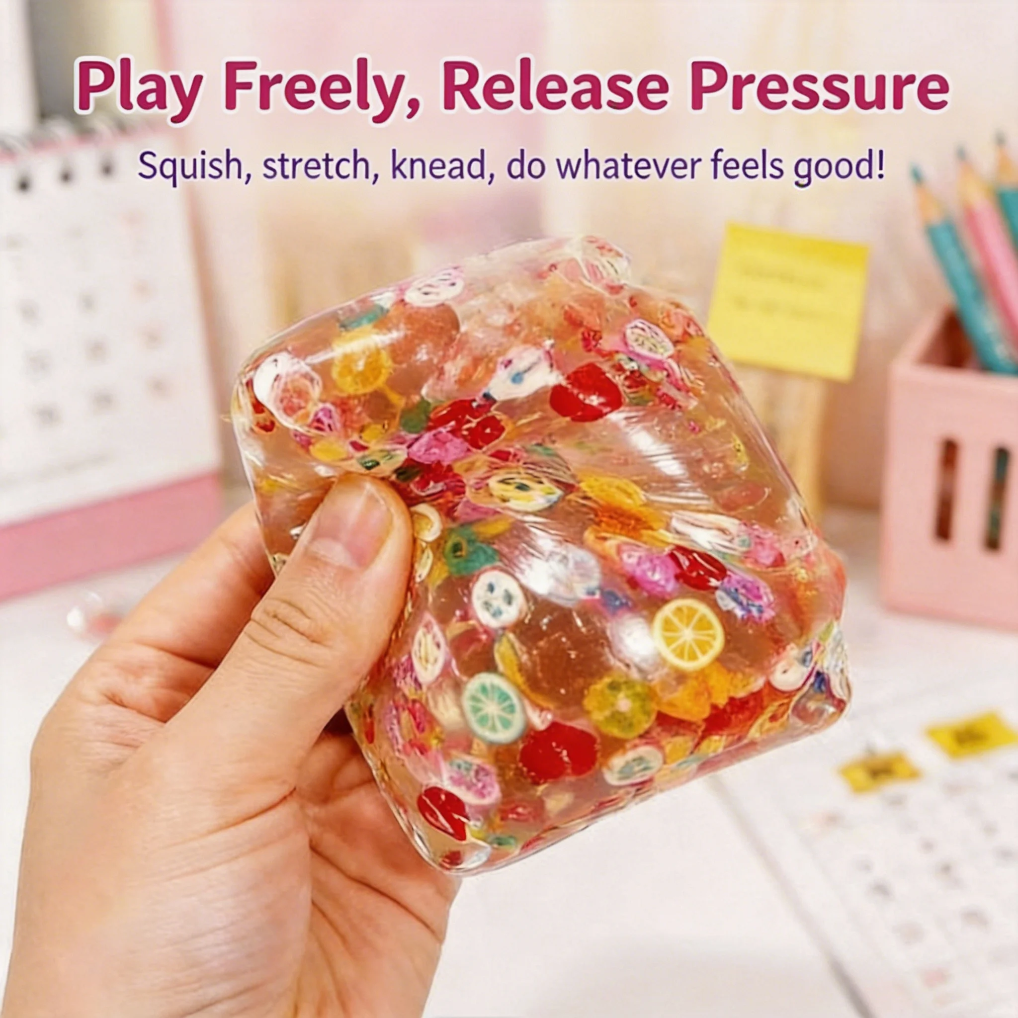 2026 New 5cm Fruit Maltose Cube Squishy Toy Soft Transparent TPR Stretchable ASMR Decompression Toy Prank Decor For Adults - view 4