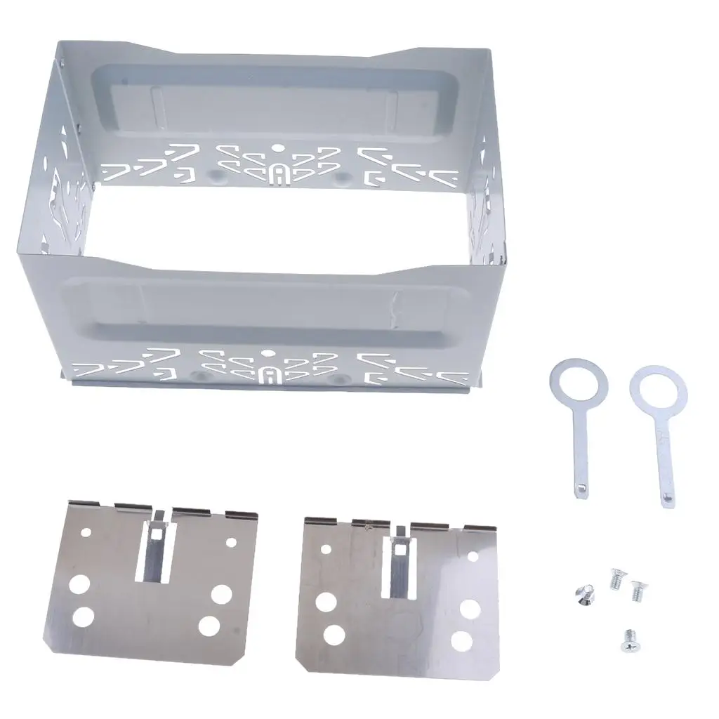 ISO 2DIN Installation Metal Cage Bracket Durable Silver Mounting Sleeve Audio Components for Automotive Sound Modules