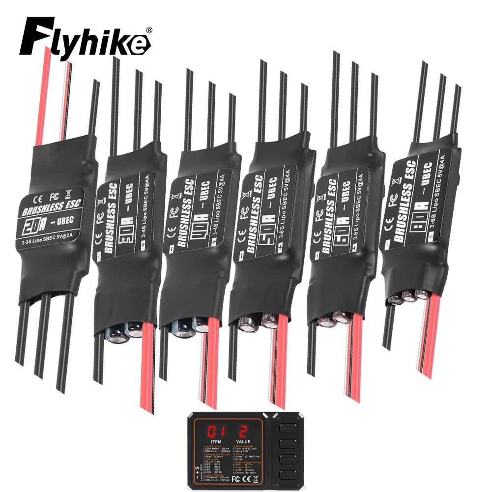 

Aneegfpv 20/30/40/50/60/80A 2-6S Brushless ESC 2-4A/5V BEC For Aircraft FixedWing Multi-axis Drone