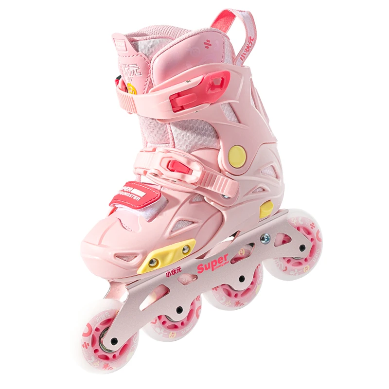 

Доступные оптовые 4-колесные регулируемые уличные роликовые коньки, портативные роликовые коньки розового и синего цвета