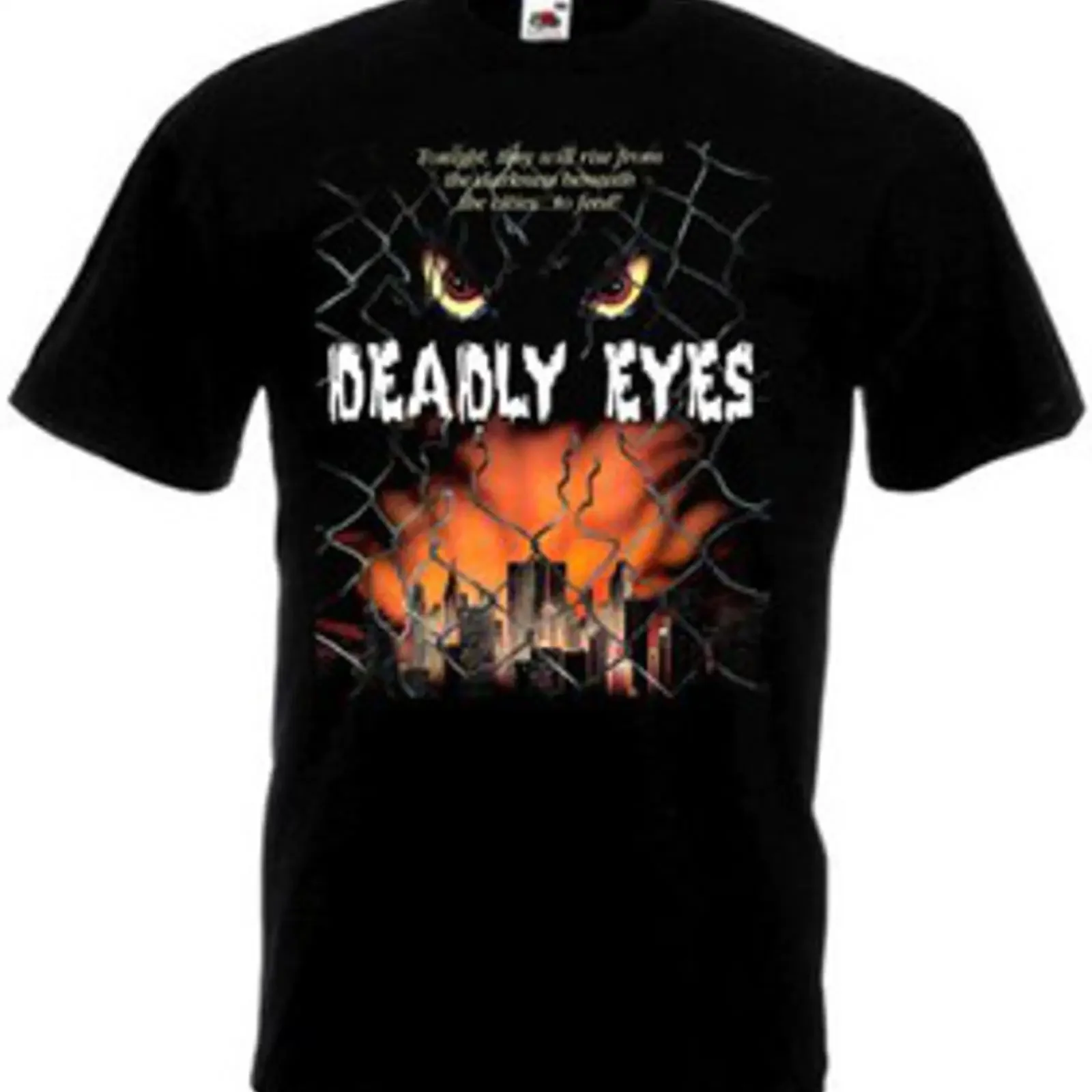 Camiseta Póster Película Deadly Eyes Negra Todas las Tallas S M L XL 2XL 3XL vintage Washed homme Slightly Versatile