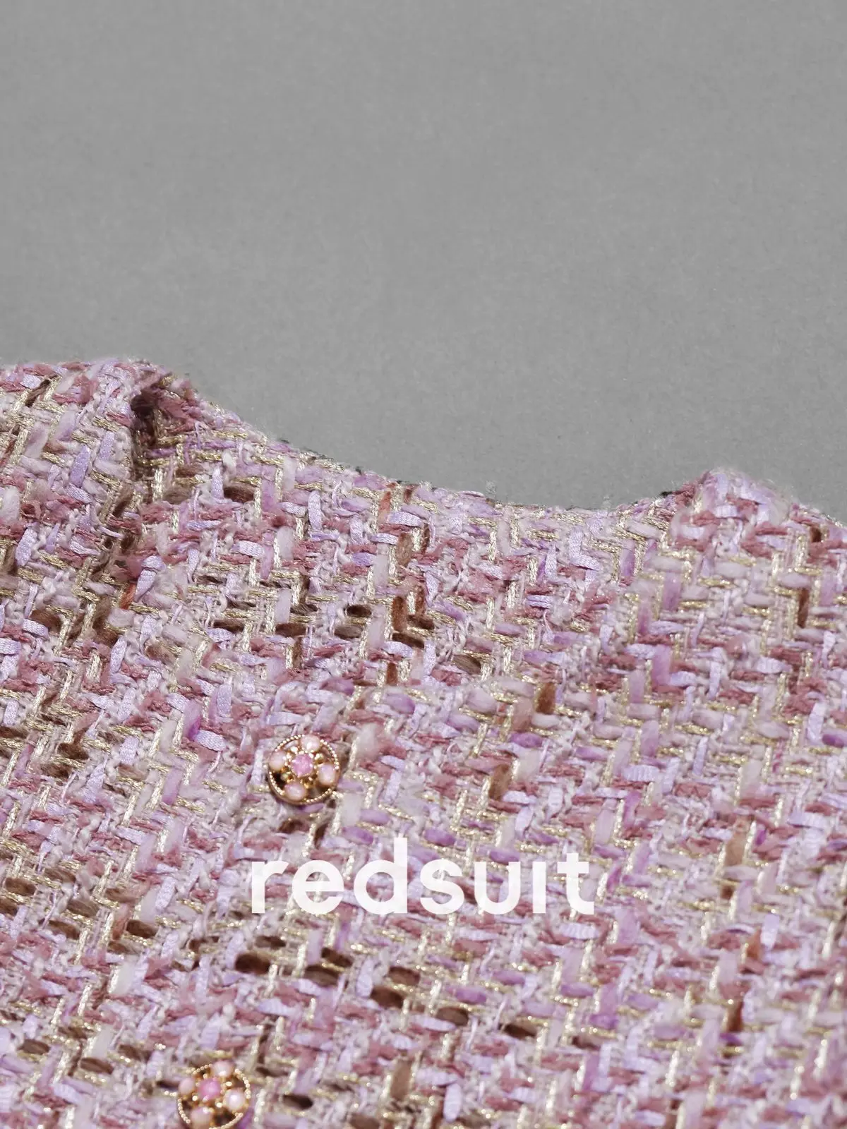 New High end handmade three-dimensional floral yarn, gold thread woven round neck coarse woolen coat, purple Custom size