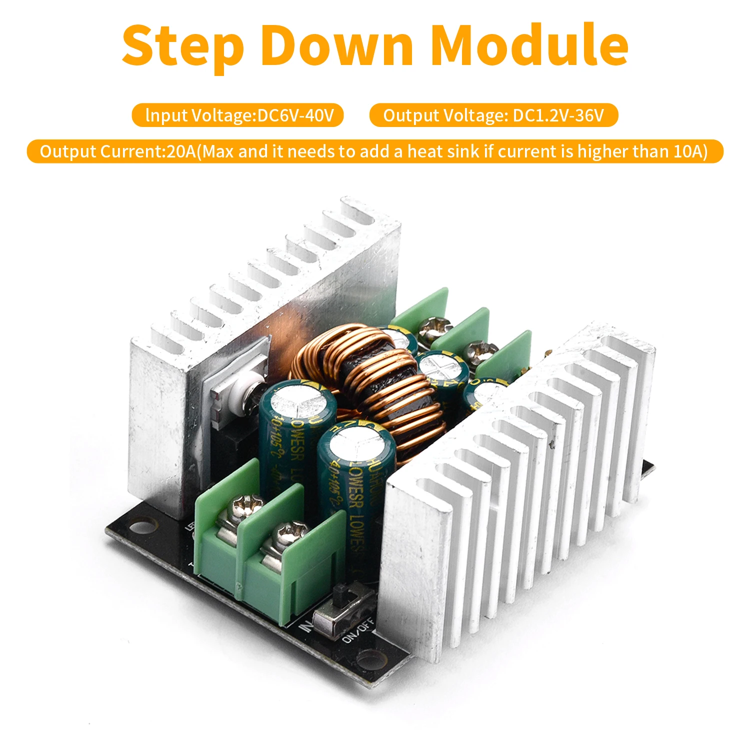 DC-DC step-down converter 300W 20A constant current adjustable step-down module LED electrolytic capacitor chip model: LM25116