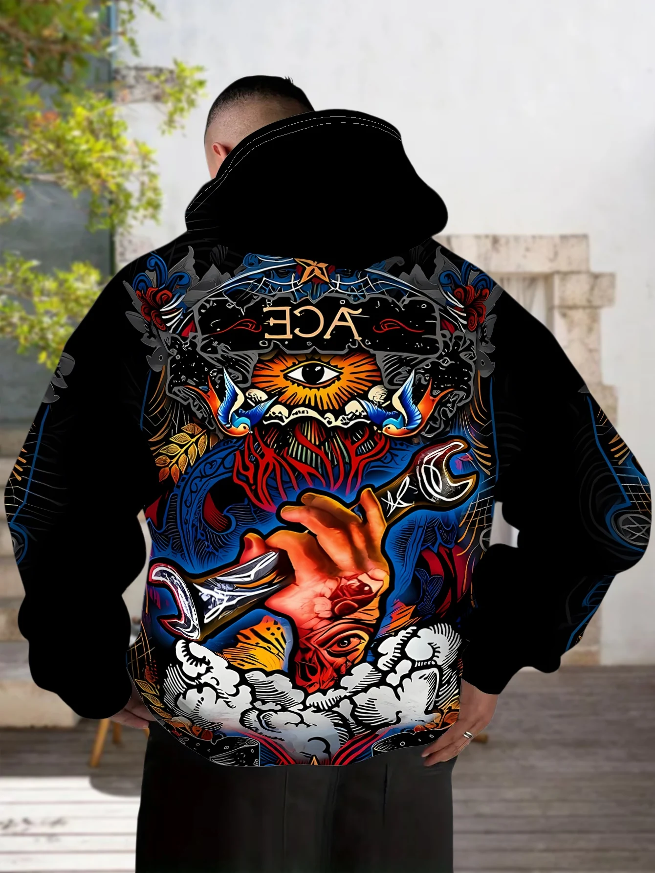 Printed Design - Not Textured Men's Mechanical Tool Hoodie, Autumn/Winter Sports Hoodie