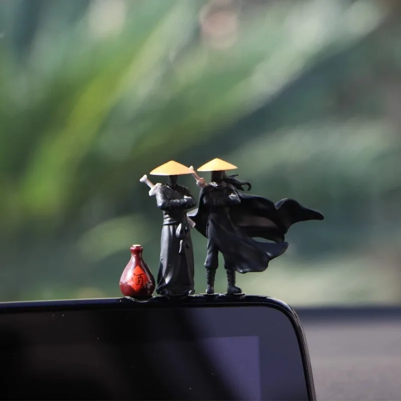 Warrior Car Ornament Ancient Style Swordsman Figurine National Wind Decor For Vehicle Console Computer Desk  Decoration