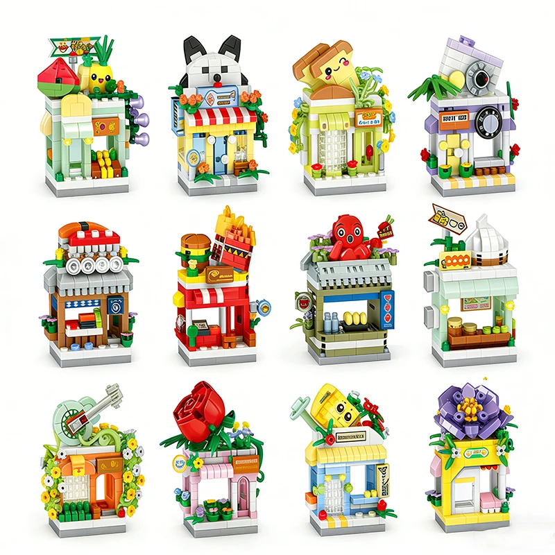 

Mini Product Building Blocks City Street View Architecture Building Blocks Desktop Decoration Girl Toy Children Holiday Gift