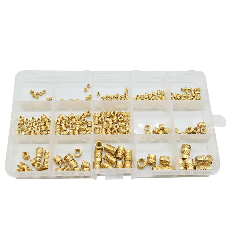 300PCS Insert Threaded Kit Brass Nut M2 M3 M4 M5 M6 Hot Melt Heat Set Inserts for Plastic 3D Printer Copper Pipe Insertion Nut