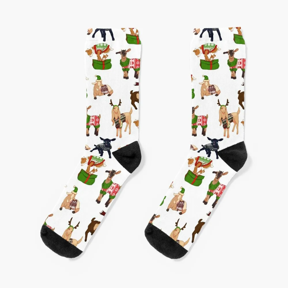 

Christmas goats in sweaters repeating seamless pattern Socks gift new year soccer anti-slip Luxury Woman Socks Men's