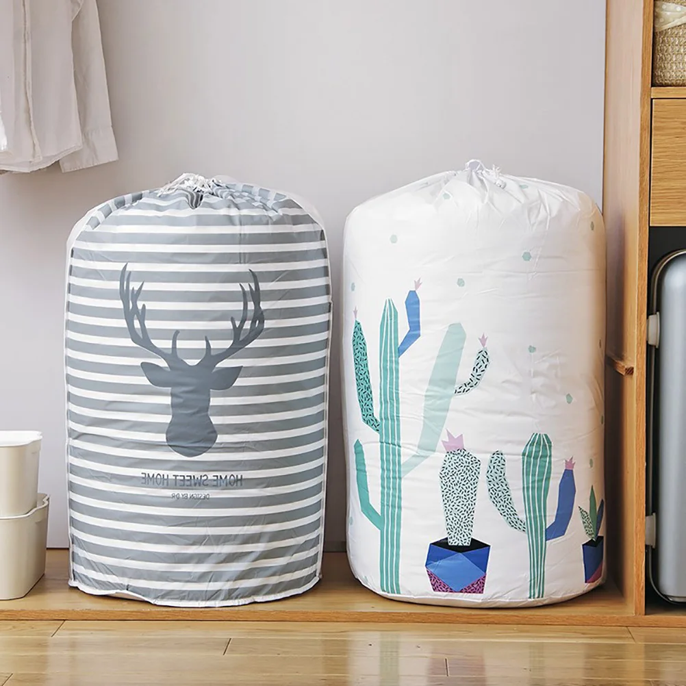 

Drawstring Storage Bag Large Waterproof Peva Quilt Blanket Clothes Organizer Home Travel Space Saving Laundry Organizer