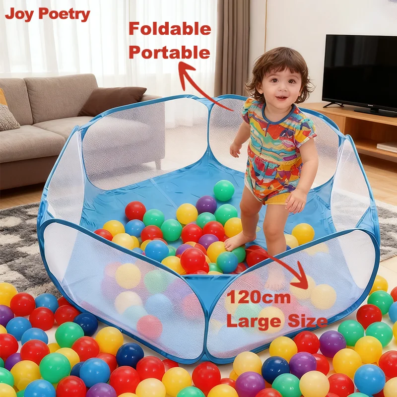 120cm Hexagon Children Ball Pool Mesh Fence Tent Portable Foldable Versatile Kid Playground Indoor Yard Garden Baby Game Playpen