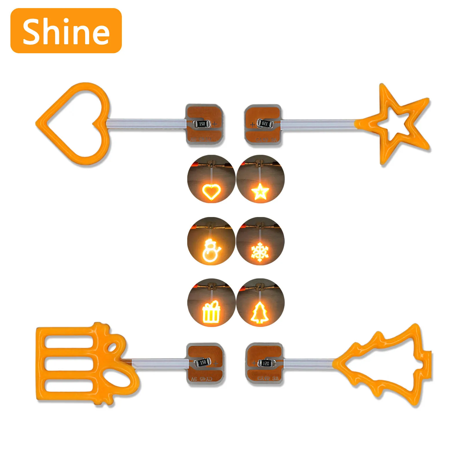 

10pcs 24V LED Outdoor Camping Atmosphere Light Christmas Stall Decoration Light Strip Snowman Gift Star Shaped Accessories