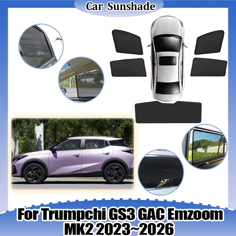 

For Trumpchi GS3 GAC Emzoom MK2 2023 2024 2025 2026 Sun Visor Breathable Heat Insulation Side Window UV Protection Accessories
