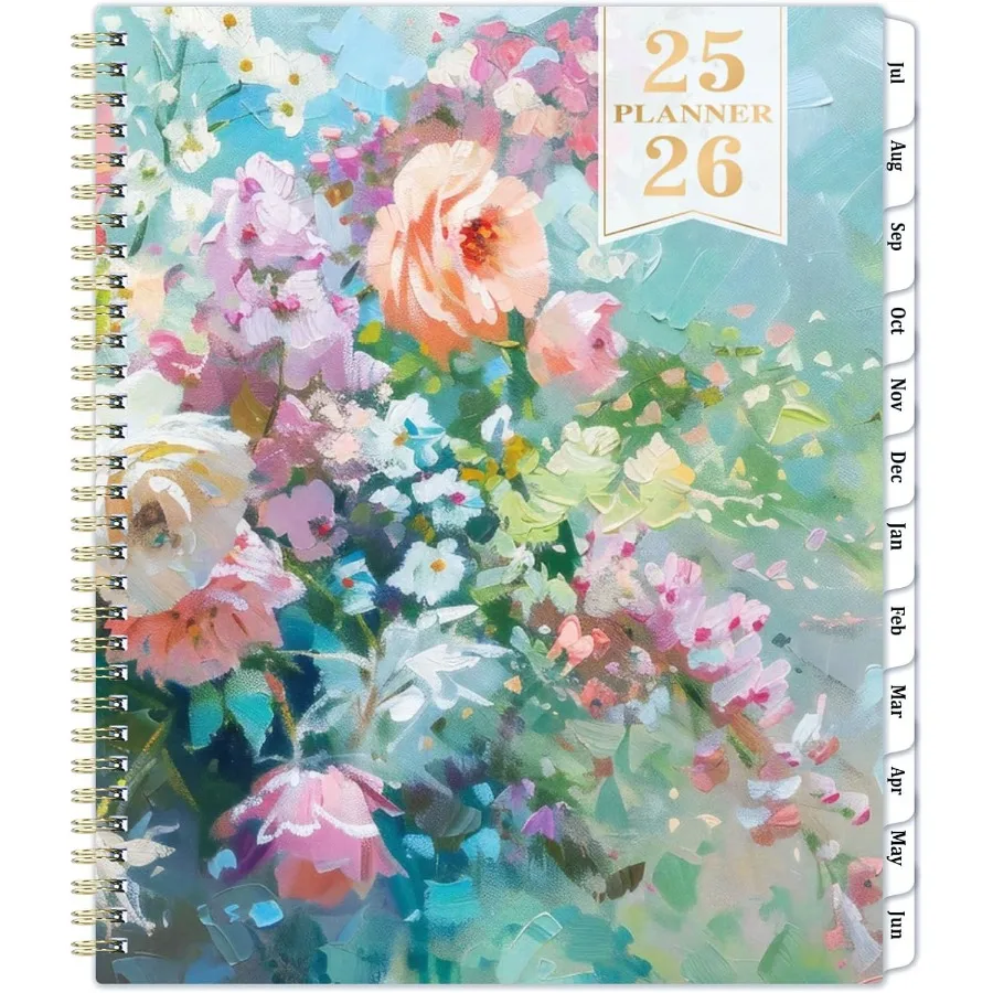 20252026 مخطط أكاديمي 8.5 بوصة × 11 بوصة يوليو 2025 يونيو 2026 غلاف ورقي سميك أسبوعي وشهري 12 علامة تبويب شهرية TwinWire Bind #1