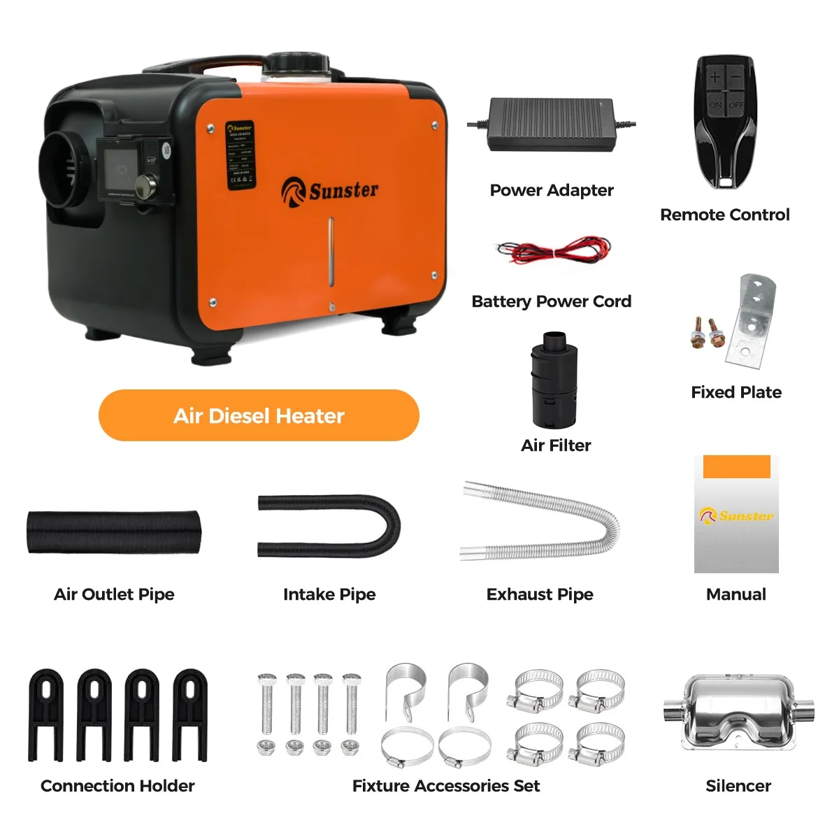 SUNSTER TB10 TOOLBOX Chauffage d'air diesel 230V AC, 12V-24V DC pour usage intérieur et extérieur 9
