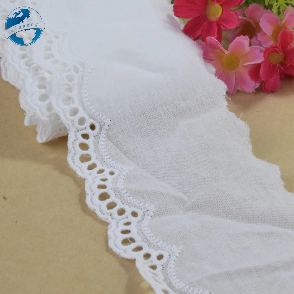 7cm di larghezza 100% cotone ricamo pizzo bianco strumenti per cucire Ribbon Trim tessuto fornitore di artigianato fai da te accessori per abiti da