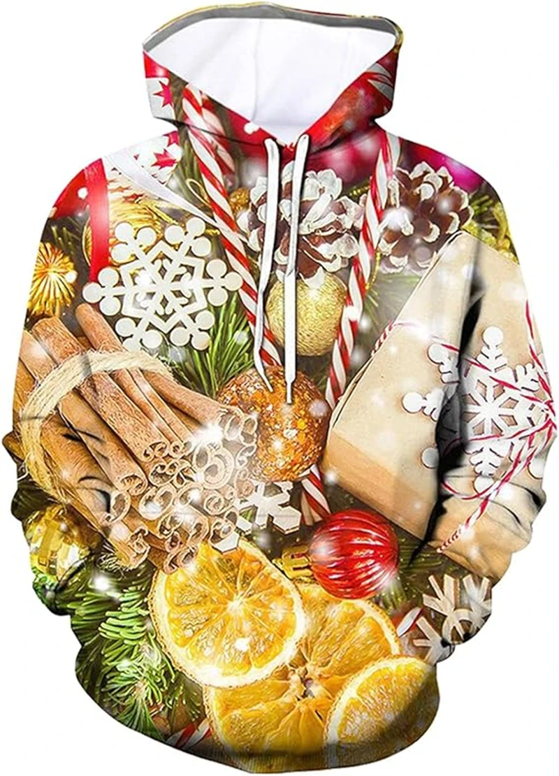 New Men's Hoodie New Year Party Christmas Graphic 3D Print Sweatshirt Men Women Clothing Fashion Antumn Pullover Plus Size Tops