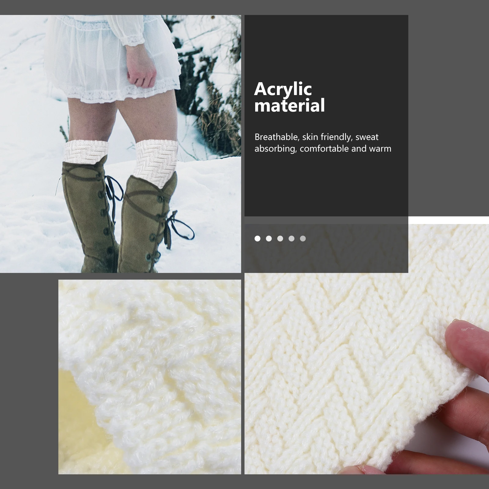 

1 Pair Knitting Knee Sleeve Warm Knee Brace For Protection Comfortable Fitness Support Quick-Dry Breathable Acrylic Fibers