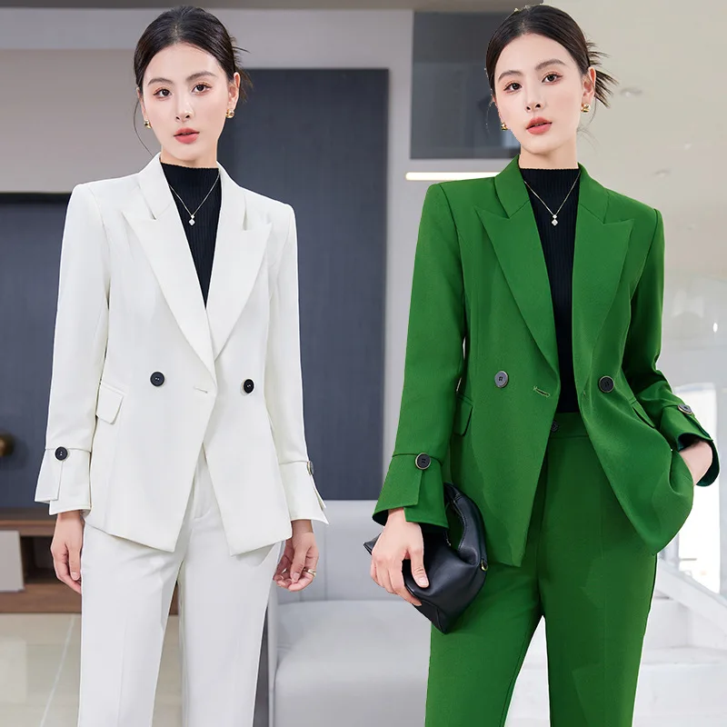 

Green Suit Women's 2023 New Suit Wide-Leg Pants High-End and Fashionable Slim Fit Office Commuter Suit Jacket