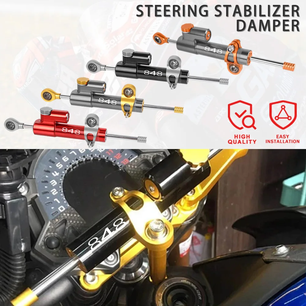 

For DUCATI 848 2007-2009 2010 2011 2012 2013 2014 Steering Stabilizer Damper Bracket Damping Adjustable Motorcycle accessories