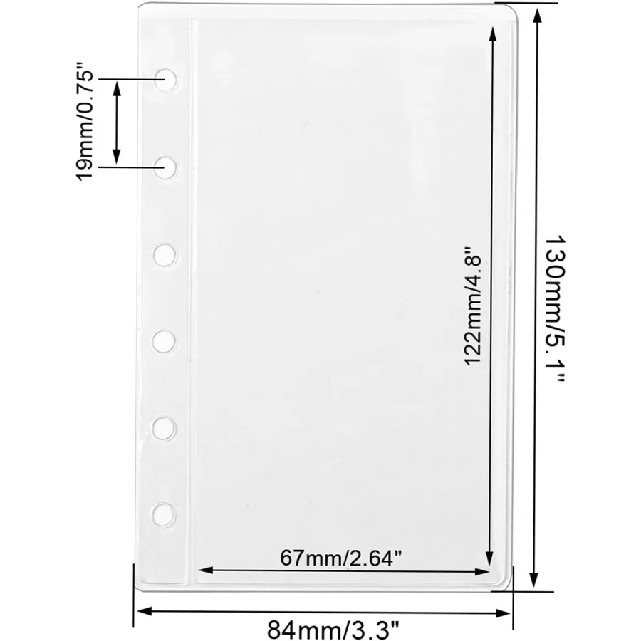 12 جيوب مجلد A7 مظاريف ميزانية نقدية شفافة إدراجات مخططة PVC لـ 6 حلقة a7 ورقة الموثق حماية تنظيم بطاقات الصور B