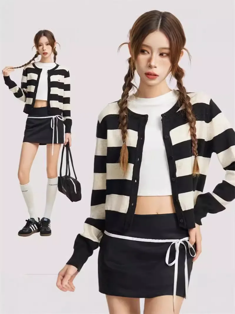 

Korean Version Of Vintage Striped Mink Sweater For Women 2024 New Autumn And Winter Couple Lazy Style, Wearing Knitted Top Trend