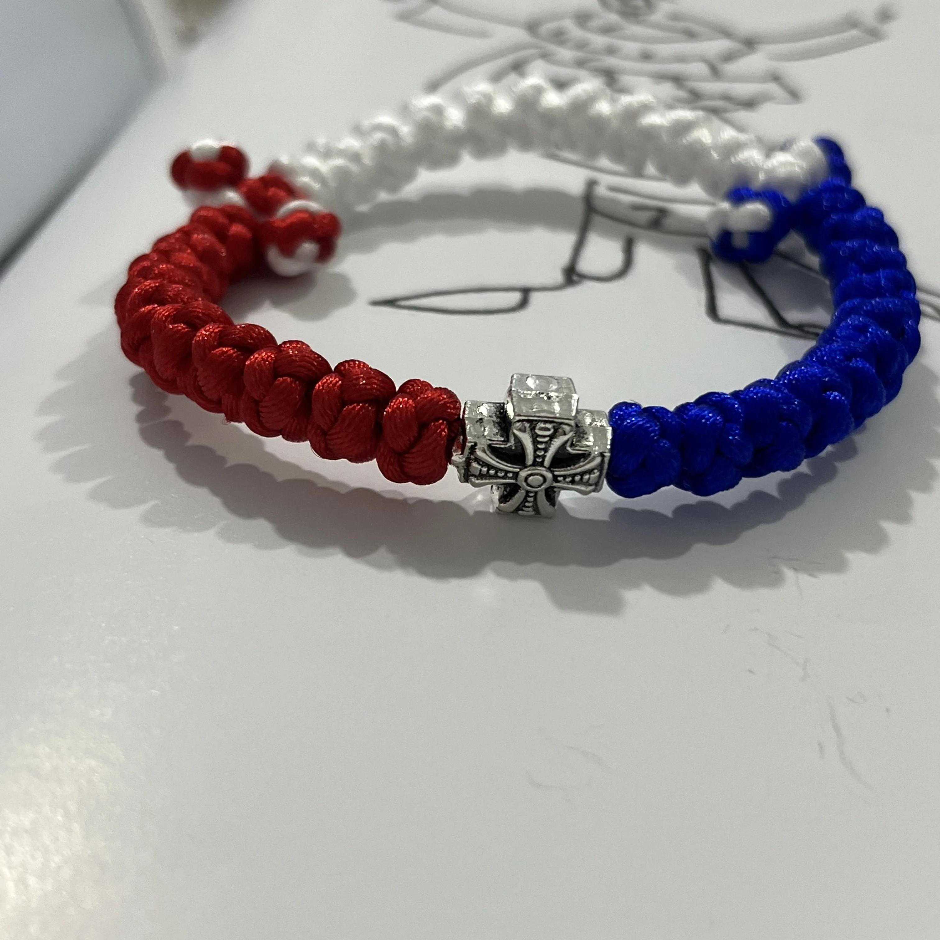 10pcs/lot 33 knots prayer Rope ,red white blue Adjustable Greek Orthodox Prayer Rope Bracelet Christian Religious