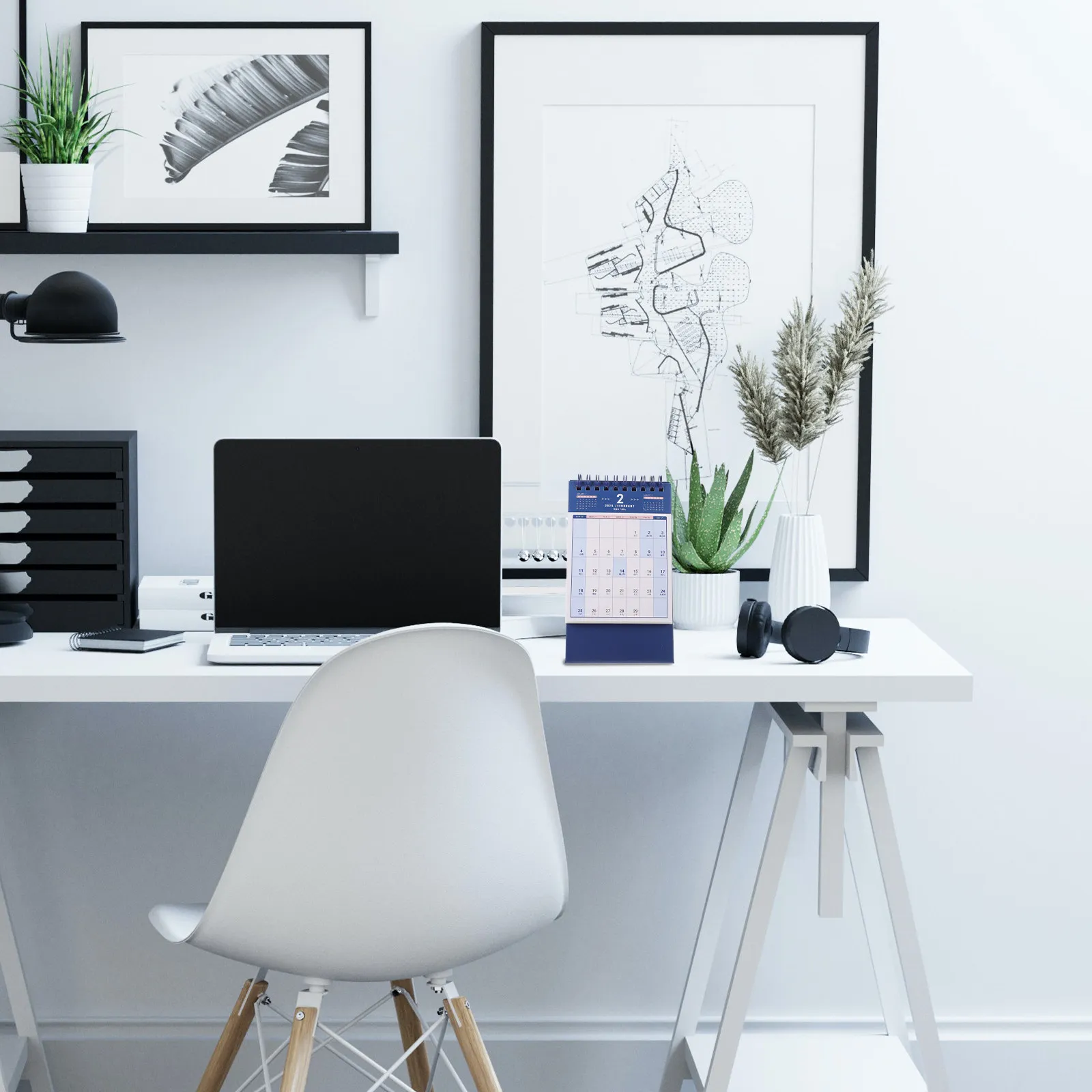 

Standing Desk Calendar 2024 Paper Material Desktop Month Calendar for Teachers Students Office Workers Delicate Creative Design