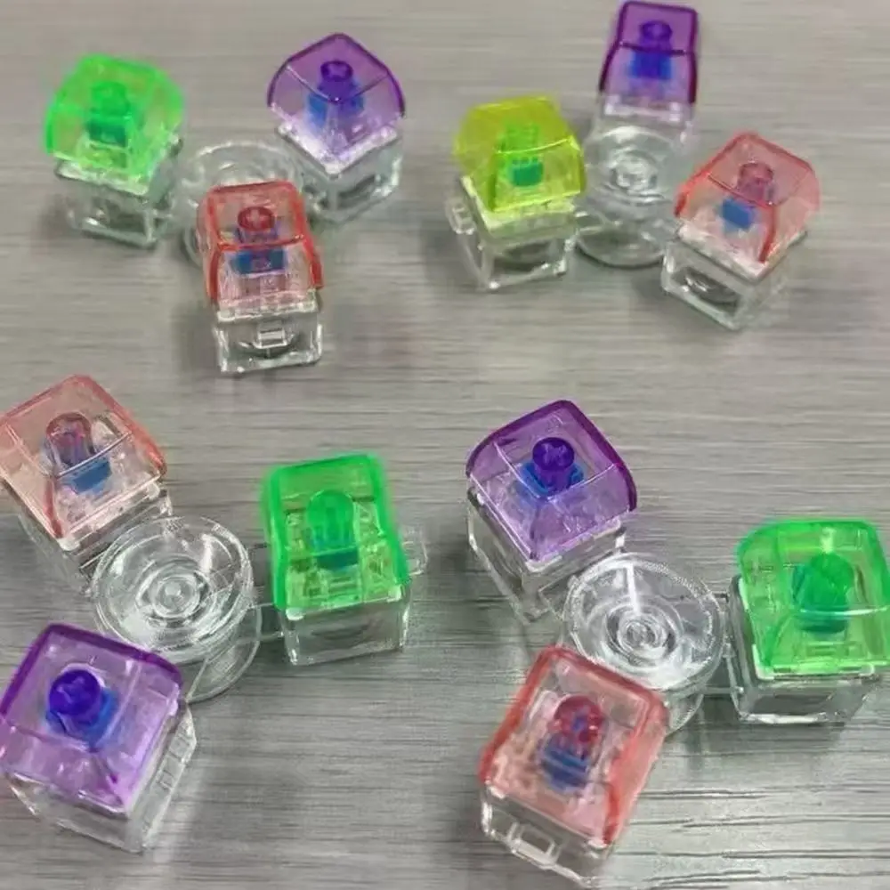 Transparent LED Keyboard Spinner Crystal Clicker Light Emitting Finger Spinner Portable Rotatable Clickable Fidget Button