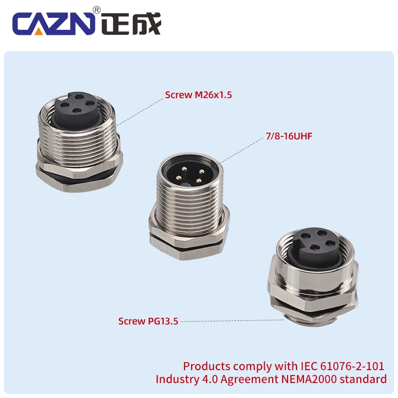 Sensor 7/8 Solder Front&Back Mount Socket Male and Female Waterproof IP67 PG13.5 Circular Connectors