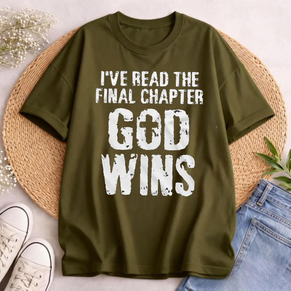 Men's Jesus Christ T-shirt Bible Verse Church Religion Christian Tees Christmas Gift God Wins Women High Quality Cotton Tees