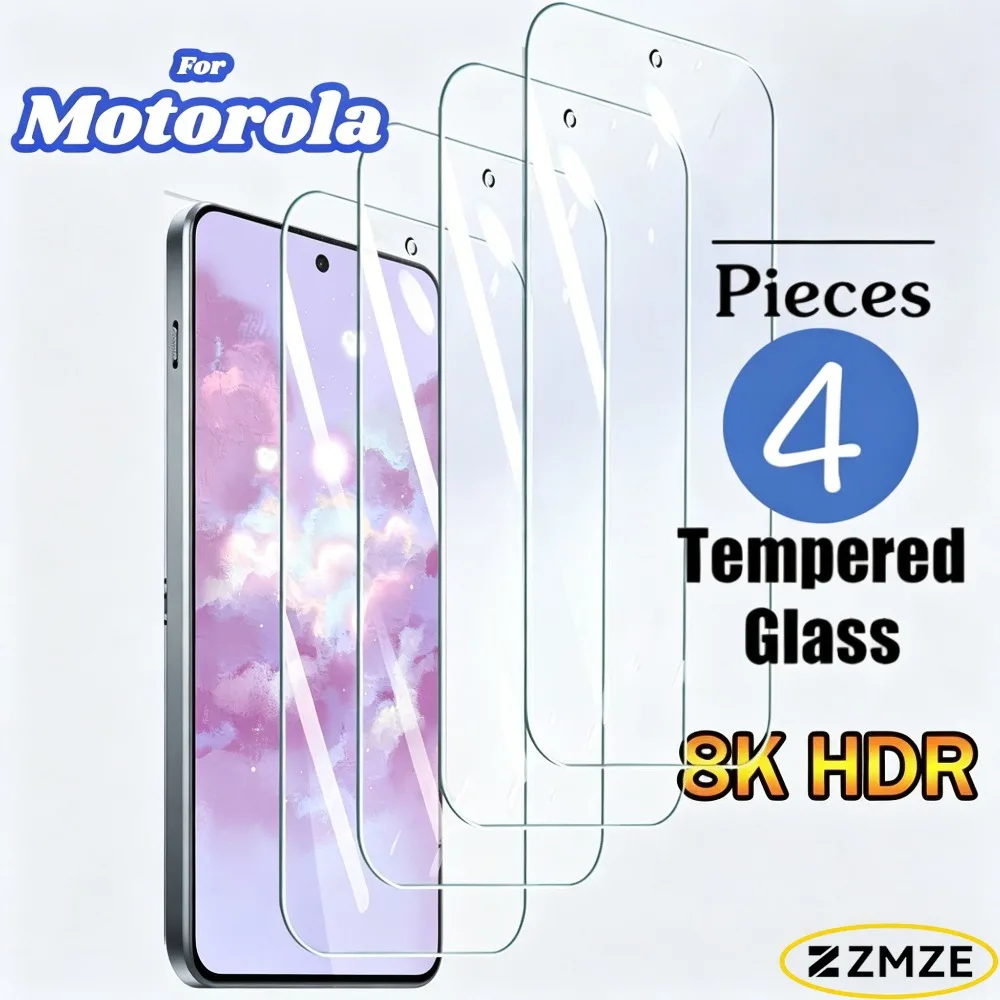 Paquete de 4 protectores de pantalla de vidrio templado transparente para Motorola Moto G53 G52 G51 5G, para Moto G57 G54 Power G56 G55, protector de pantalla brillante