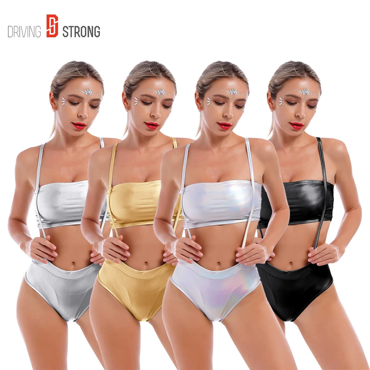 Laser Silver Pole Dance Clothing Top Suspender Shorts Party Nightclub Rave Festival Outfit Women Gogo Dancer Wear Stage Show