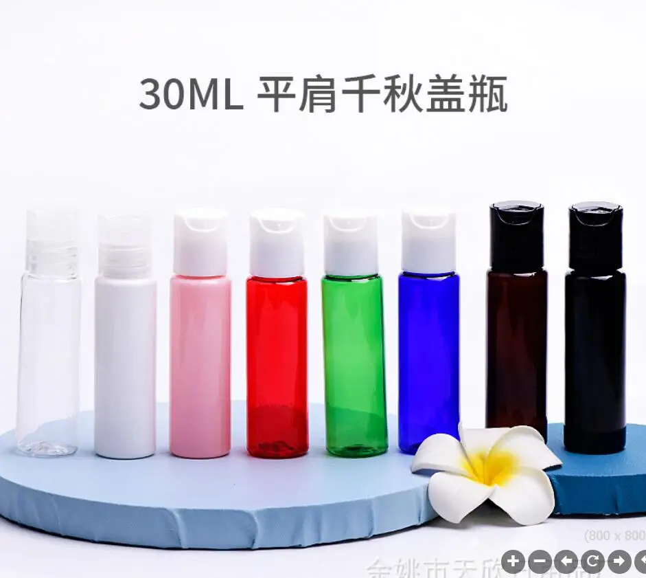 30ml  Plastic PET Bottle Disc Lid lotion emulsion serum Toner Toilet Flower Water Perfume Alcohol essence Skin Purified Packing