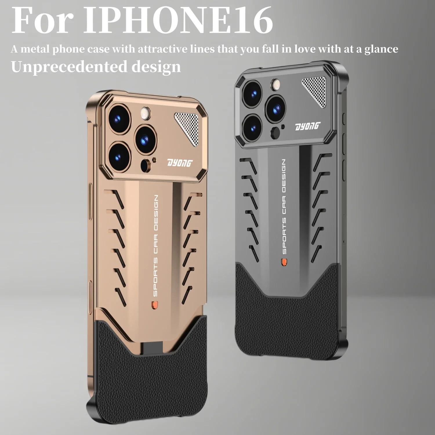 Bezel-Less Racing Car Design Metal For iPhone 16 15 Pro Max 16Pro Alloy Frameless Borderless Back Cover Heat Dissipation Case