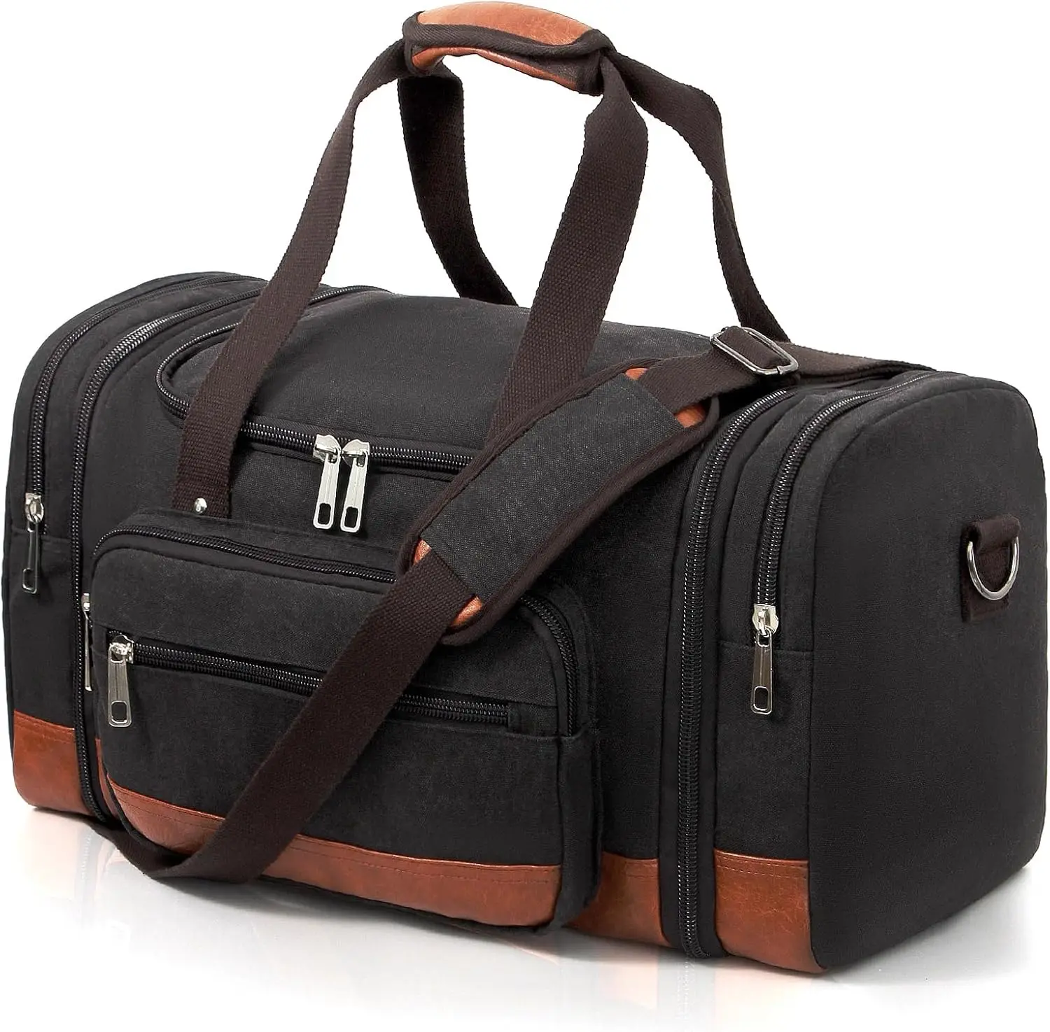 

Men's Expandable Canvas Duffle Bag for Travel, Gym, Overnight Weekend Carry-On Luggage in Black